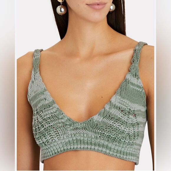 Revolve x Jonathan Simkhai Cora spade dyed Open Cable-Knit Bra Top in jade. S - Picture 3 of 10